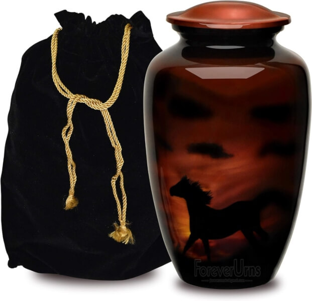 Personalised Black Horse Cremation Urn