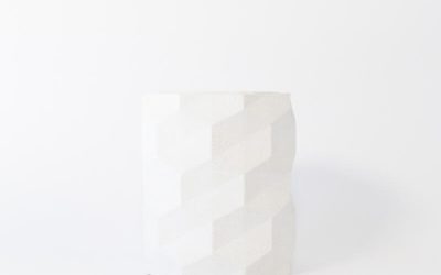 White Stone Ceramic Pleated Pet Garden Urn